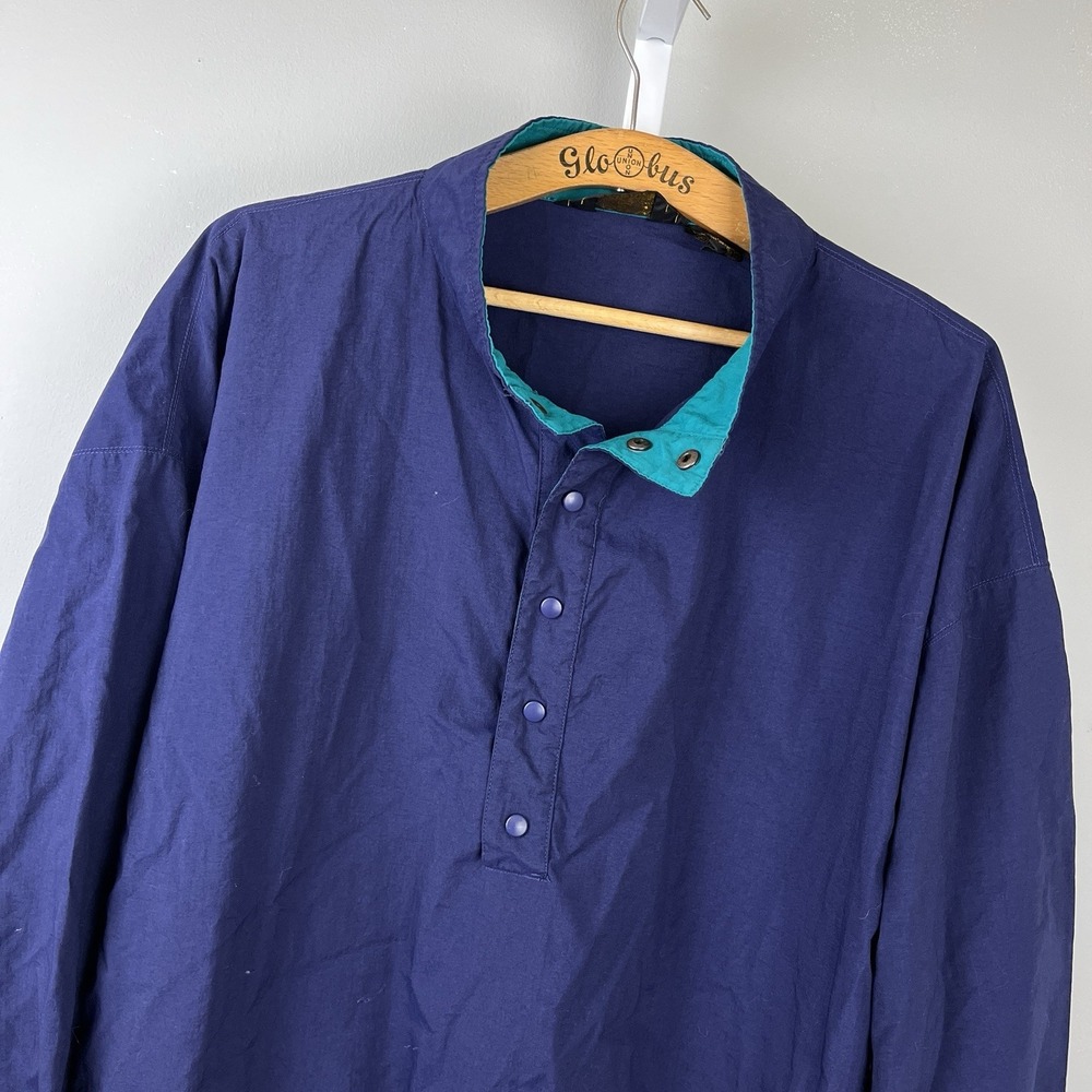 Eddie Bauer Windbreaker Jacket Mens XL Snap Collar Pullover Vintage 90s Retro
